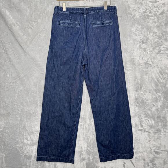 J Crew Jeans Womens 28 Blue Pleated Wide Leg Denim Pants High Rise Trouser - Picture 3 of 11